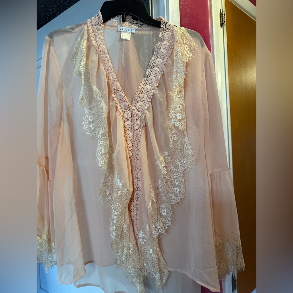 Venus Women's Pink Lace Trim Blouse, comes with camisole. Brand new - Picture 7 of 11